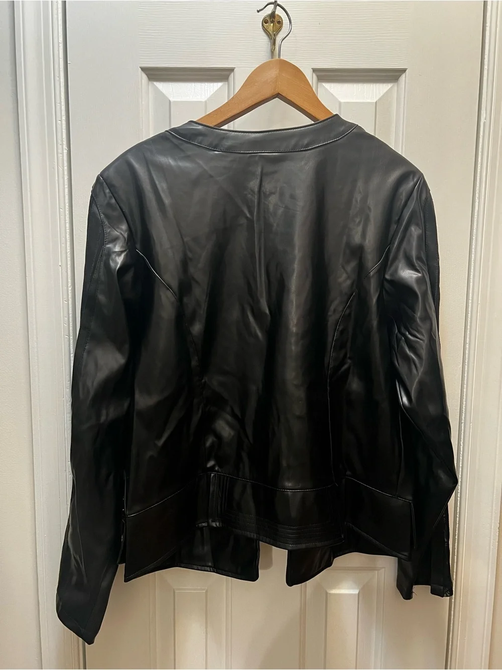 Ashley Stewart Faux Leather Quilted Moto Jacket Sz 18